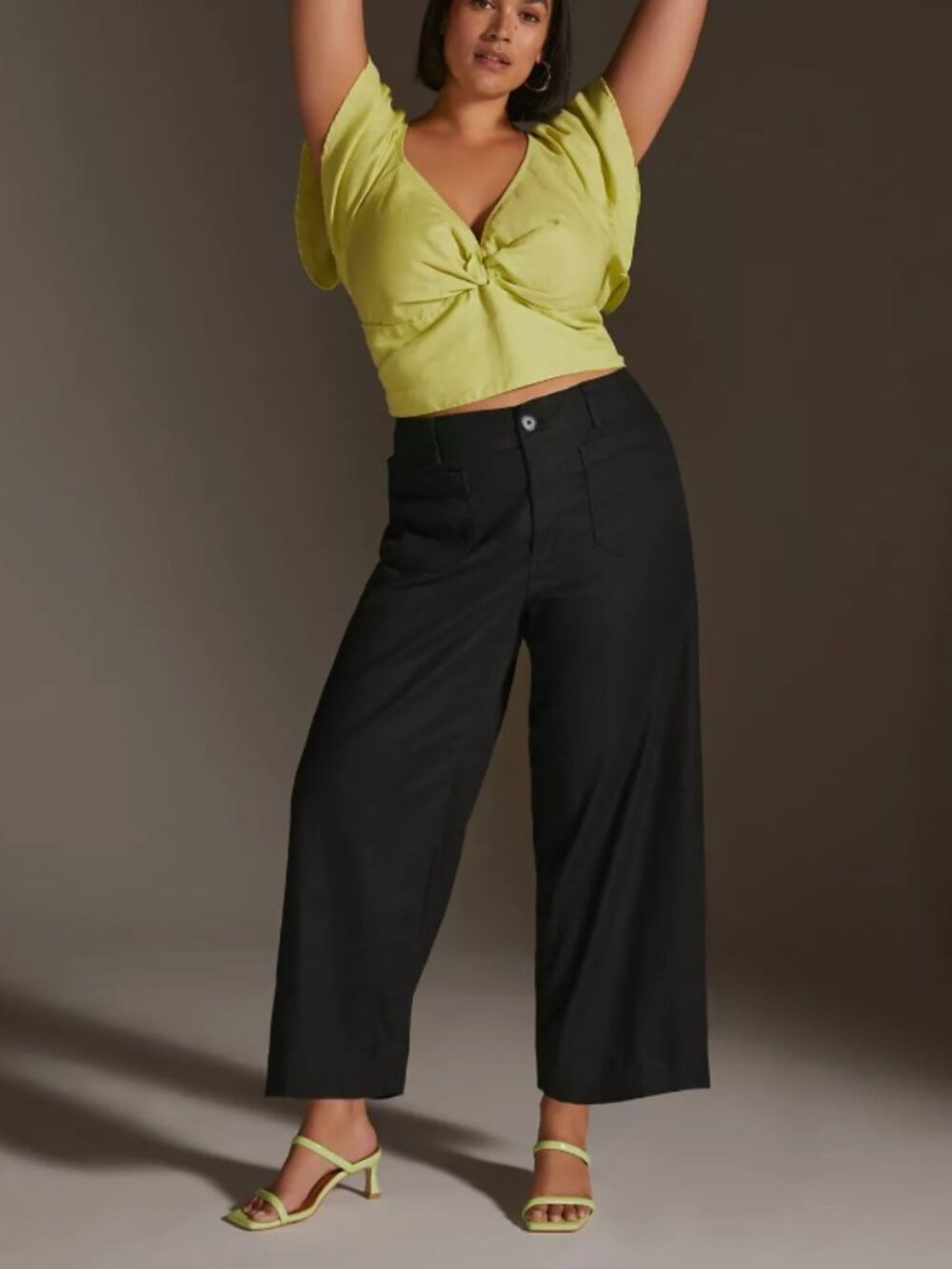 Maeve The Colette Wide Leg Pants Plus Size 22W Black High Rise Cropped